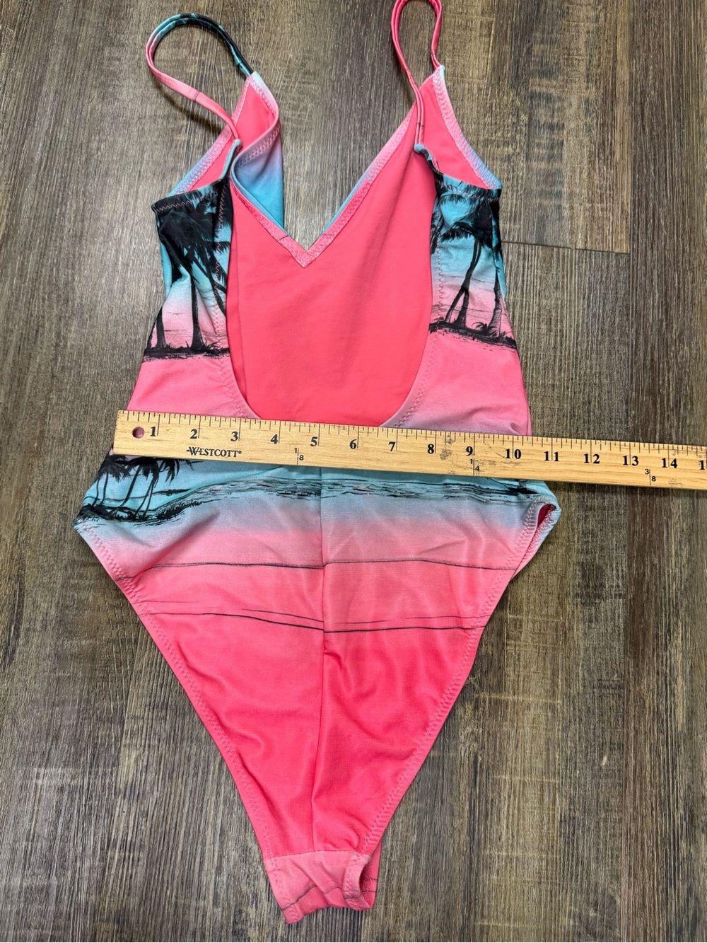 Zara Accessories Tropical Ombre Palm One-Piece Swimsuit - Pink & Teal Small - Picture 7 of 13